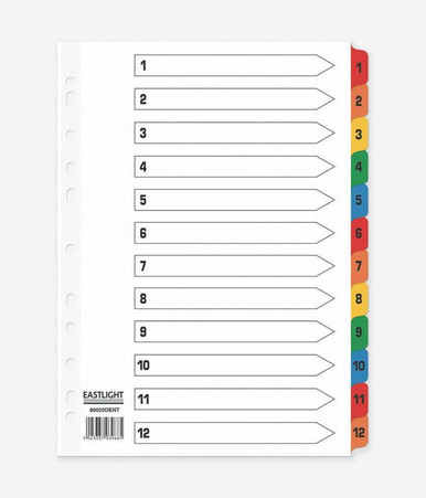 ValueX Index Mylar 1-12 A4 - Index Dividers - Mylar Index