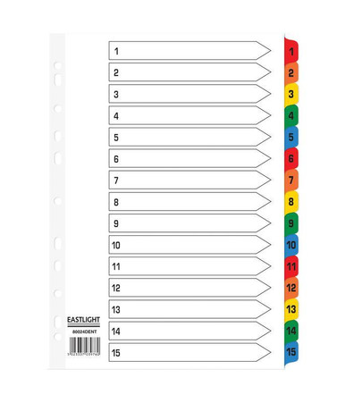 ValueX Index Mylar 1-15 A4 - Index Dividers - Mylar Index