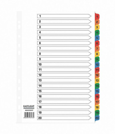 ValueX Index Mylar 1-20 A4 - Index Dividers - Mylar Index