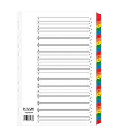 ValueX Index Mylar 1-31 A4 - Index Dividers - Mylar Index