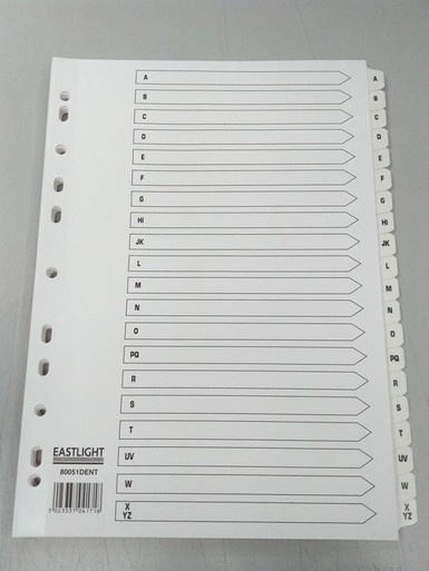 ValueX Index Mylar A-Z A4 WH - Index Dividers - Mylar Index