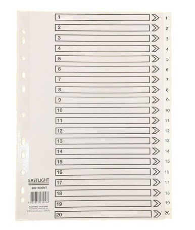 ValueX Index PP 1-20 A4 WH - Index Dividers - A4 Index