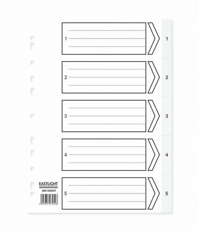 ValueX Index PP 1-5 A4 WH - Index Dividers - A4 Index