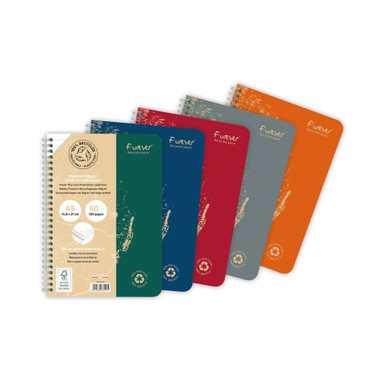 Forever Recycled NBook A5 WBnd Astd PK5 - Notebooks - Wirebound Notebooks