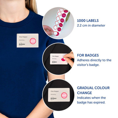 Avery Self-Adhesive Paper Badges with Time-Expiring Dots (Pack 1000) - 4852E-THR - Se