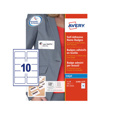 Avery Self-Adhesive Name Badge 80x50mm White (Pack 150) J4785-15 - Name Badges - Self