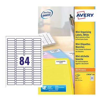 Avery Laser Mini Label 46x11mm 84 Per A4 Sheet White (Pack 8400 Labels