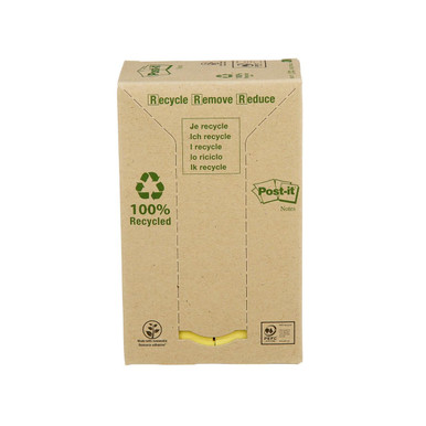 Recycled Notes 38 mm x 51 mm Canary Yellow (Pack 24) 7100172247 - Sticky Note