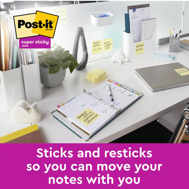 Super Sticky Notes 76x76mm Canary Yellow Promo Pack 90 Sheets per Pad (Pack 8