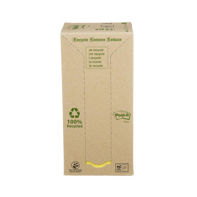 Recycled Notes 76 mm x 76 mm Canary Yellow (Pack 16) 7100172245 - Sticky Note