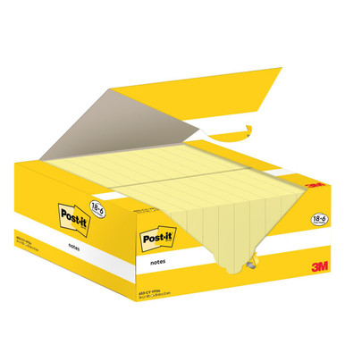 Notes 38x51mm Canary Yellow Promo Pack 100 Sheets per Pad (Pack 18 + 6 Free)