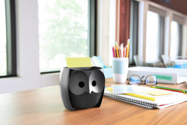 Z-Notes Dispenser Owl Black + 2 Packs Post-it Super Sticky Z-Notes 45 Sheets