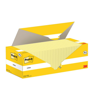 Notes 76x76mm Canary Yellow Promo Pack 100 Sheets per Pad (Pack 18 + 6 Free)