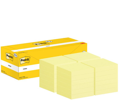 Notes 76x76mm Canary Yellow Promo Pack 100 Sheets per Pad (Pack 18 + 6 Free)