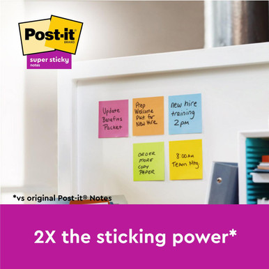 Post-it Notes Super Sticky 76x76mm 90 Sheets Assorted Colours (Pack 24) 654-SS-VP24COL-EU - 7100234515 - Sticky Notes - Super Sticky Notes