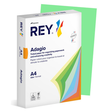 Rey Adagio Paper A4 80gsm Leaf Green (Ream 500) RYADA080X406 - Tinted Paper - Office 