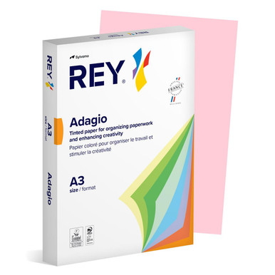 Rey Adagio Paper A3 80gsm Pink (Ream 500) RYADA080X458 - A3 Paper - Tinted Paper
