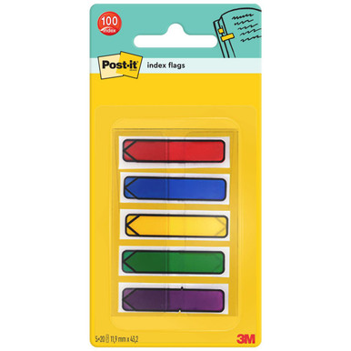 Post-itÃƒâ€šÃ‚Â® Index Arrow Flags Assorted Colours 11.9 mm x 43.2 mm 100 Flags/Dispenser 1 Dispenser/Pack - Index Flags - Page Markers