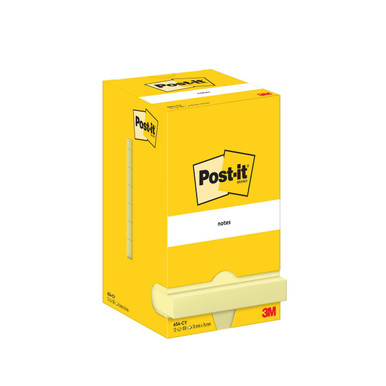 Post-itÃ‚Â® Notes Canary Yellow 76 mm x 76 mm 100 Sheets/Pad 12 Pads/Pack Cardboard Pack 100% PEFC SGSCH-PEFC-COC-110078 - Sticky Notes - Self Adhesive Notes