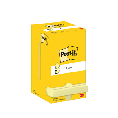 Post-itÃ‚Â® Z-Notes Canary Yellow 76 mm x 76 mm 100 Sheets/Pad 12 Pads/Pack Cardboard Pack 100% PEFC SGSCH-PEFC-COC-110078 - Sticky Notes - Self Stick Notes