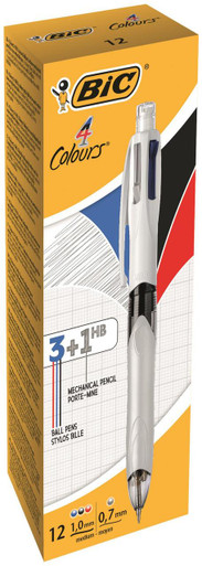 BIC 4 Colours Ballpoint Pen and Mechanical Pencil Pack of 12 - Ballpoint Pens - Mechanical Pencils