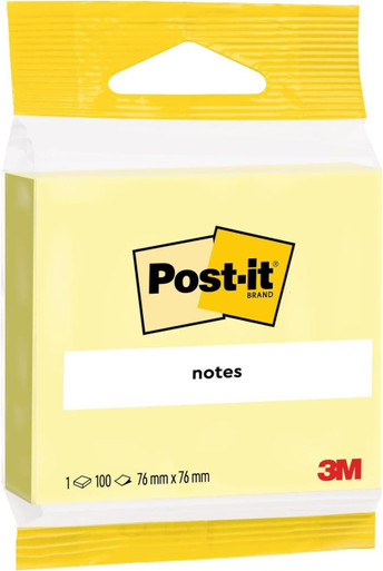 Post-itÃƒâ€šÃ‚Â® Notes Canary Yellow 76 mm x 76 mm 100 Sheets/Pad 1 Pad/Pack 100% PEFC SGSCH-PEFC-COC-110078 - Sticky Notes - Self Stick Notes