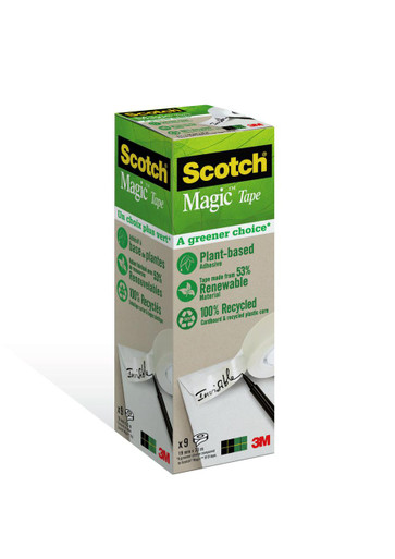 ScotchÂ® Magic Tape Made with 66% Plant Based Adhesive 19 mm x 33 m 9 Rolls/Pack - Magic Tape - Plant-Based Adhesive Tape
