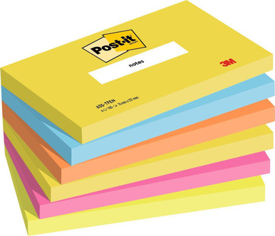 Post-itÃƒâ€šÃ‚Â® Notes Energetic Colour Collection 76 mm x 127 mm 100 Sheets/Pad 6 Pads/Pack 100% PEFC SGSCH-PEFC-COC-110078 - Sticky Notes - Colour Notes