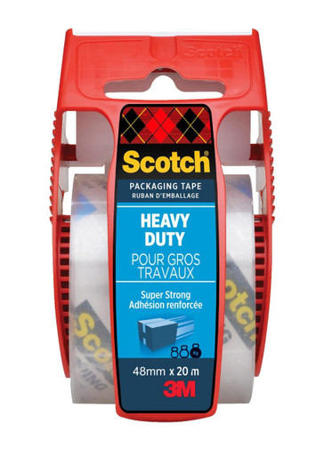 ScotchÃƒâ€šÃ‚Â® Heavy Duty Packaging Tape Transparent 48 mm x 20 m 1 Roll in Hand Dispenser/Pack - Packaging Tape - Heavy Duty Tape