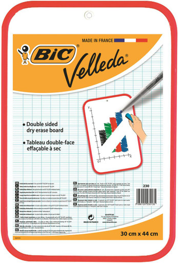 BIC Velleda Dry Wipe Board 300 x 440mm Red - Dry Wipe Boards - Double Sided Boards