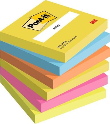 Post-itÃ‚Â® Notes Energetic Colour Collection 76 mm x 76 mm 100 Sheets/Pad 6 Pads/Pack 100% PEFC SGSCH-PEFC-COC-110078 - Self Stick Notes - Assorted Colour Notes