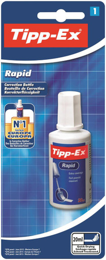 Tipp-Ex Rapid Fluid 20ml White Single - Correction Fluids - Quick Dry Correction