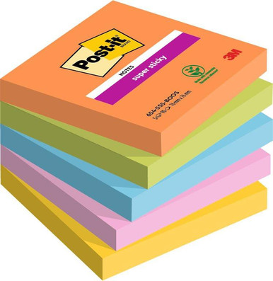 Post-itÃ‚Â® Super Sticky Notes Boost Colour Collection 76 mm x 76 mm 90 Sheets/Pad 5 Pads/Pack 100% PEFC SGSCH-PEFC-COC-110078 - Sticky Notes - Self-Adhesive Notes