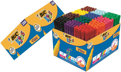 BIC Kids Visa Felt Tip Colouring Pens Assorted Colours Pack of 288 - Felt Tip Pens - Kids' Art Supplies