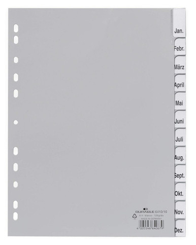 Durable 12 Part Removable Tab Index - Index Dividers - File Organisers