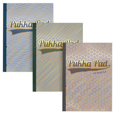 Pukka Pad Haze A4 Refill Pad 300 Pages 4 Hole Punched Sidebound with Margin (3) Assorted - Refill Pads - Sidebound Notebooks