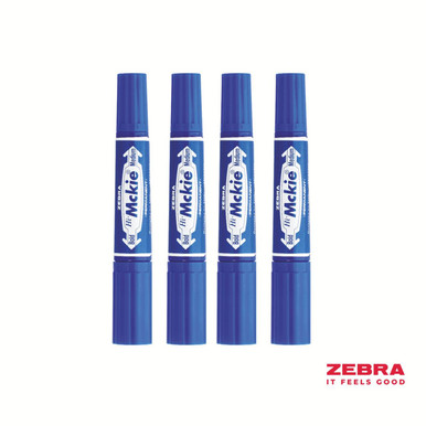 Zebra HI Mckie Bold Double Ended Blue Ink Permanent Marker Box 10 - Permanent Markers - Double Ended Markers
