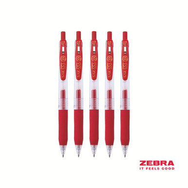 Zebra Eco SARASA Gel Retractable Rollerball CLIP 0.7mm Pen Red Ink Box 12 - Gel Pens - Retractable Pens