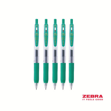 Zebra Eco SARASA Gel Retractable Rollerball CLIP 0.7mm Pen Green Ink Box 12 - Gel Pens - Retractable Pens