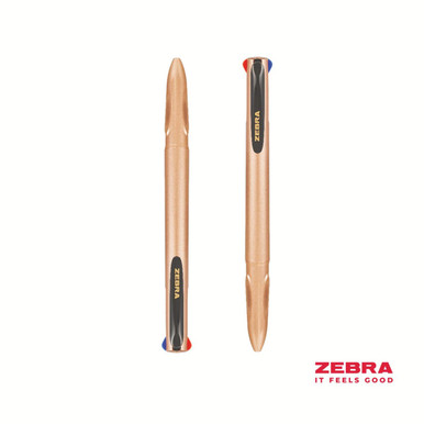 Zebra Z-Grip Rose Gold Ballpoint Barrel 4 Colour Pen Ink Box 10 - Multi Colour Pens - Retractable Pens