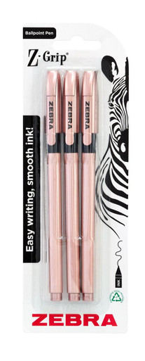 Z-GRIP Smooth Black Ink Ballpoint Pens Rose Gold Pack of 3 - Ballpoint Pens - Retractable Pens