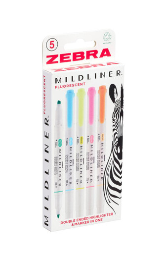 MILDLINER 5 Pack Fluorescent - Highlighters - Markers