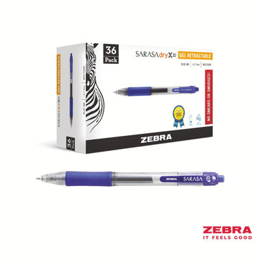 Zebra SARASA Gel Retractable Rollerball 0.7mm Pen Blue Ink Pack 36 - Gel Pens - Rollerball Pens