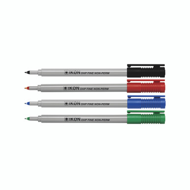 Ikon OHP Pen Nper Fine Point AST PK4 - -