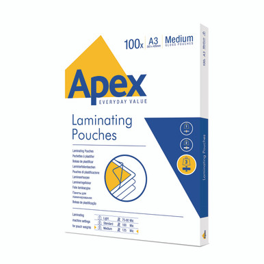 Fellowes Apex A3 Lam Pouch PK100 - -