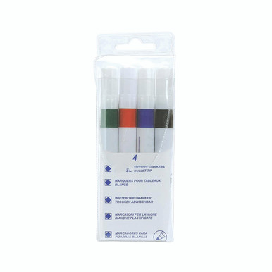 Dry Wipe Markers Bullet Tip AST PK4 - -