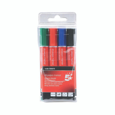 Drywipe Marker Bullet Tip AST PK4 - -
