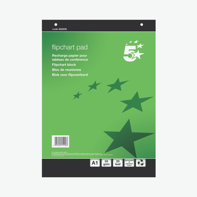 5 Star Recycled Flipchart Pad A1 PK5 - -