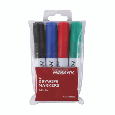 Whiteboard Marker Bullet AST PK4 - -