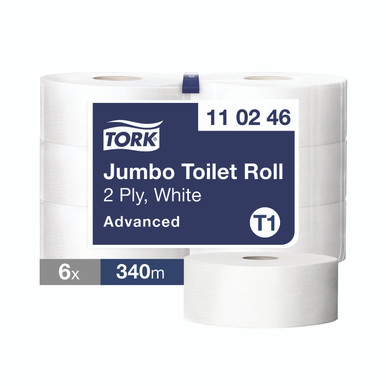 T1 Jumbo Toilet Roll 2-PLY WHT PK6 - -